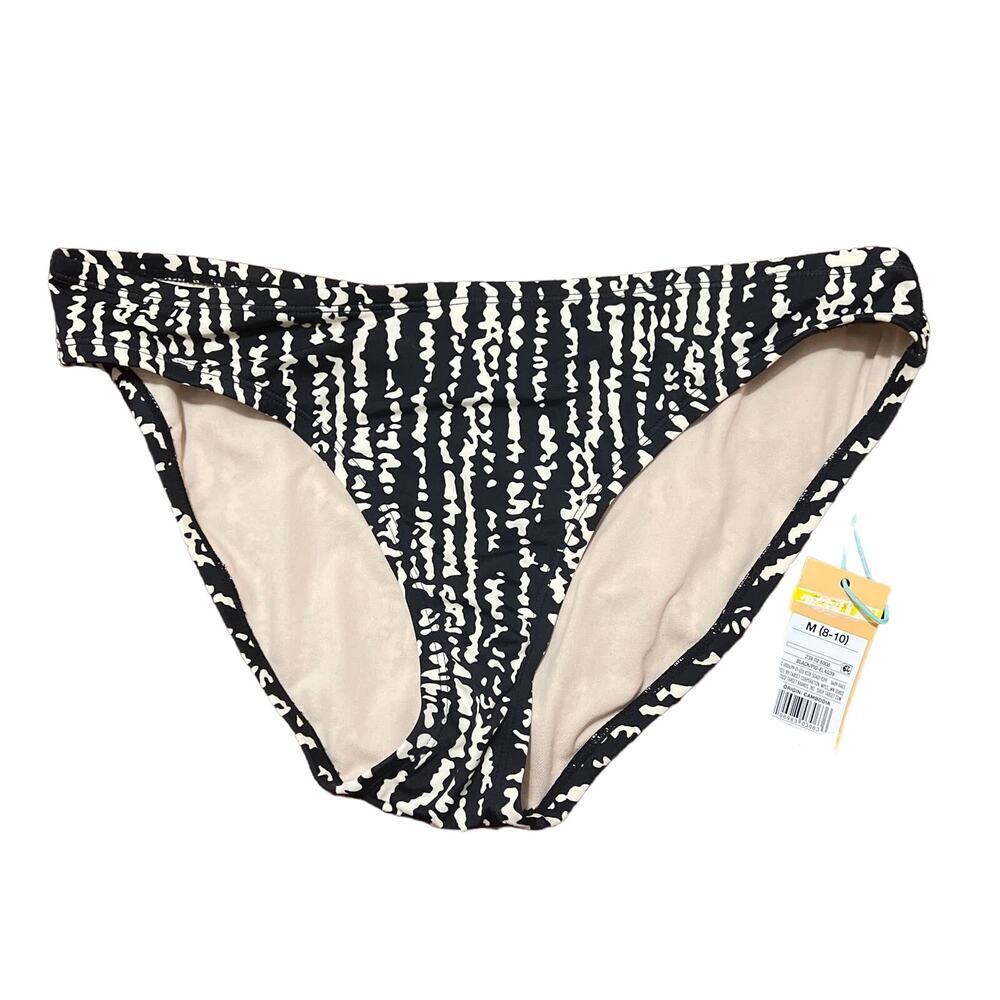 Kona Sol Medium Coverage Hipster Bikini Bottom Black/White NWT Size M - Picture 2 of 4